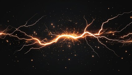 Wall Mural - Abstract impact of deep space black glowing lightning sparks effects anime on plain black background