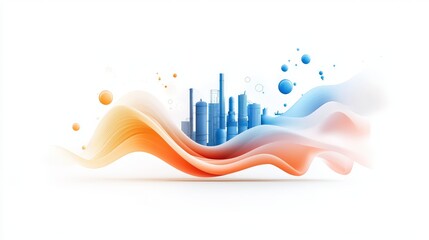Poster - A sleek 3D industry icon with a soft gradient effect, featuring a modern factory silhouette with industrial elements, set against a pure white background for a clean and professional look.