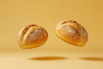 Sticker - Two golden loaves of bread floating in the air