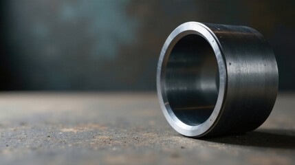 Poster - Precision-machined metallic cylindrical component rests on a subtly textured surface