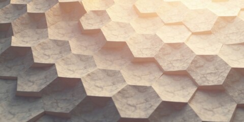 Fototapete - Abstract Beige Hexagonal Pattern Background Texture with Subtle Light and Shadow Effects