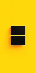 Canvas Print - Two black squares on yellow background.