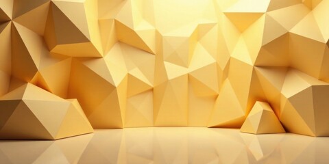 Fototapete - Abstract Gold Geometric Shapes Wall Background with Reflective Floor