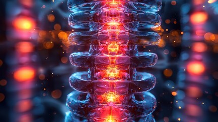 Poster - A detailed closeup view of biological cell illuminated by an intriguing red light