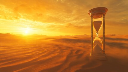 Wall Mural - Hourglass sunset desert landscape, time passing