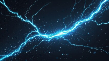 abstract impact of solar wind cyan glowing lightning sparks effects anime on plain black background