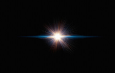Poster - A bright, glowing light source with radiating rays against a dark background.