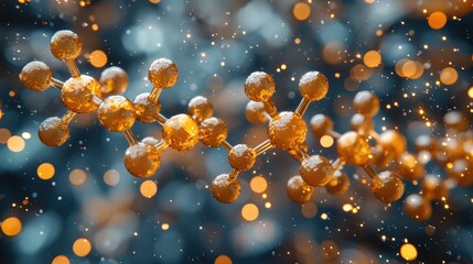 Poster - Stunning collection of floating gold balls against a clear background creating an aesthetic view