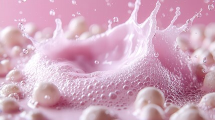 Poster - A vibrant pink background featuring a beautiful splash of clear water captivating the eye