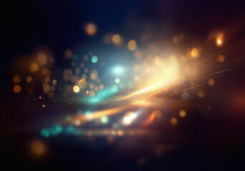 Poster - Abstract background with a dark blue and yellow blurred bokeh effect.