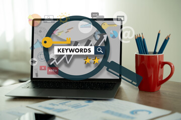 Poster - keywords browse in office optimize seo engineThe internet and digital technology optimize business and  apps, social media