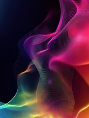 Wall Mural - Beautiful. design poster 3d, great design for any purposes. Bright smooth mesh is blurred by a futuristic pattern in pink, blue, green, yellow, purple tones. Gradients waves music background.