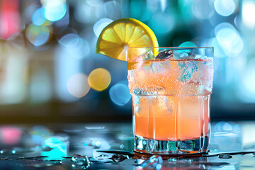 Poster - Refreshing cocktail with lemon slice