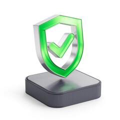 Fototapete - Shield icon. Protect and Security concept. 3d rendering