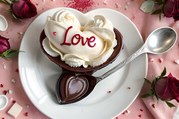 Wall Mural - a delicious heart-shaped ice cream to celebrate love.