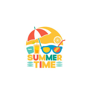 Summer Time Typography T-Shirt Design | Summer Banner Vector Art | Trendy Summer Tees, Beach Shirts, Retro Vintage Graphics, Stylish Summer Outfit, Cool Text Art for T-Shirt Printing & Merch