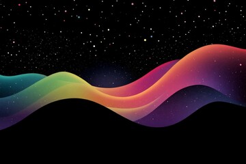 Wall Mural - Colorful waves of light flowing across a starry night sky