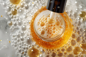 Aufkleber - Beer pouring into glass with frothy head
