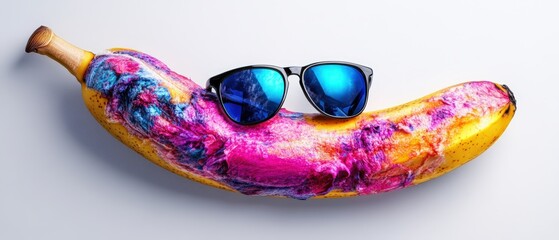 Poster - Banana with sunglasses and dancing banana graphic design for fun and playful illustrations