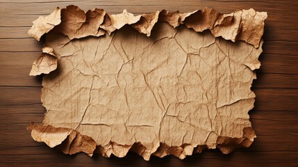 Poster - Aged paper sheet with a hole in the center on a beige background with faded texture