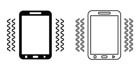 Poster - mobile phone call sign set. smartphone, mobile phone vibrating or ringing flat or outline icons. sma