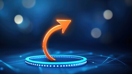 Poster - abstract arrow design glowing in a digital blue environment.