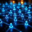 © Olga Phoenix - Futuristic network nodes illuminated in blue digital connection grid