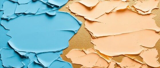 Poster - Blue and yellow wall with peeling paint abstract background textured surface for artistic use