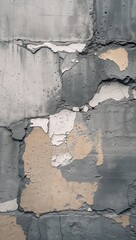 Wall Mural -  textured concrete wall. The surface displays a variety of shades ranging from light gray to darker gray, with patches of white and subtle hints of beige