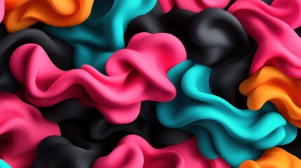 Poster - colorful ribbons with abstract swirling pattern in pink and teal creating a vibrant artistic design