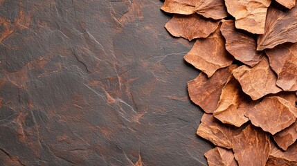 Poster - Dry leaves on black background with aged parchment paper texture for design and art projects