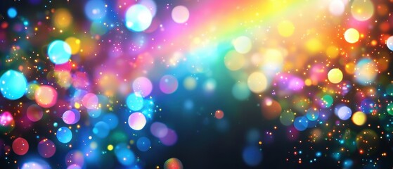 Poster - Colorful bokeh lights create a vibrant, festive atmosphere against a dark background.
