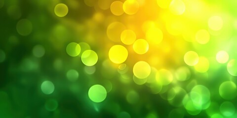 Poster - Vibrant green and yellow bokeh background with soft blurred lights.