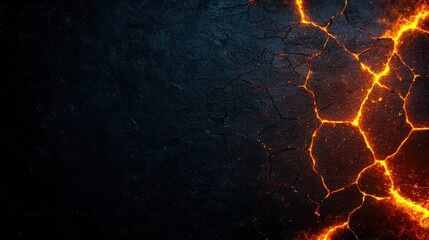 Poster - orange and yellow lightning bolts on black abstract background with vibrant color contrast