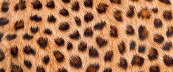 Poster - Close up view of a tan surface with a repeating pattern of dark brown spots, resembling animal print. The texture appears soft and slightly furry
