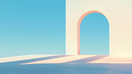 Poster - exploring architectural beauty minimalist archway coastal landscape digital art serene environment w