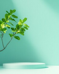 Poster - contemporary green plant display minimalist interior still life bright environment close-up view nat
