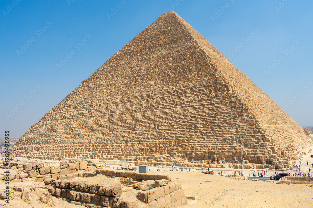 Famous Great Pyramids of Chephren and Cheops, Cairo, Egypt. Giza ...