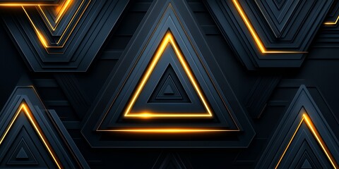 Poster - Abstract Dark Background with Glowing Triangles Geometric Shapes Design