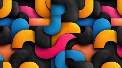 Poster - colorful seamless geometric pattern featuring various shapes and circles in vibrant colors and desig