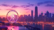 Chicago Cityscape Ferris Wheel Free Stock Photo - Public Domain Pictures