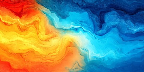 Poster - Abstract Warm and Cool Colors Swirling Paint Texture Background