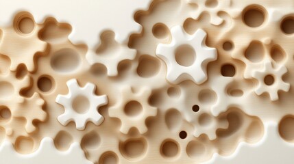 Poster - Wooden wall panel with various circular designs and intricate patterns in distinct forms