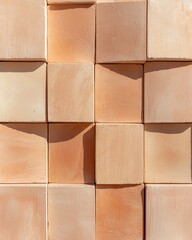 Poster - Textured terracotta wall tiles interior design minimalist space close-up material aesthetics