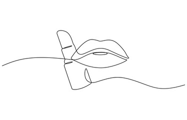 Aufkleber - Kissing day lips single line art, continuous one line drawing of Isolated, Lipstick vector one line continuous drawing illustration.