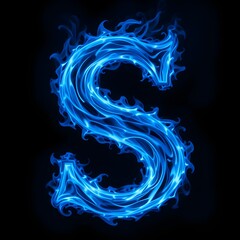 blue fire alphabet on black background