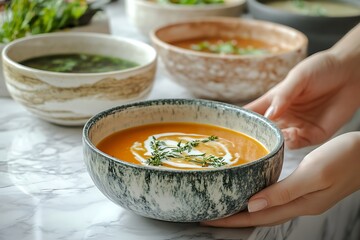 Wall Mural - Creamy Pumpkin Soup in a Beautiful Bowl