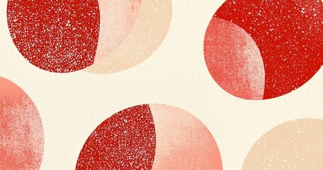 Poster - Abstract Design with Warm Red and Beige Circular Shapes on a Light Background