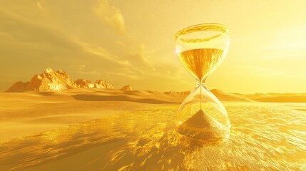 Wall Mural - Hourglass sunset desert landscape; time passing concept (2)