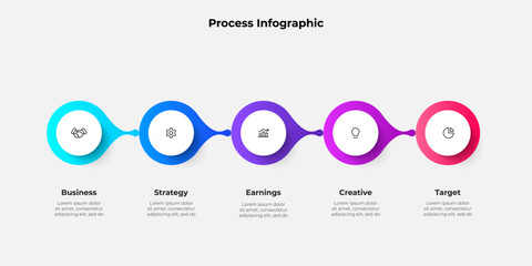 Poster - Infographic showcasing 5 distinct stages, representing business processes and strategies, perfect for presentations and educational tools emphasizing clarity in data and planning
